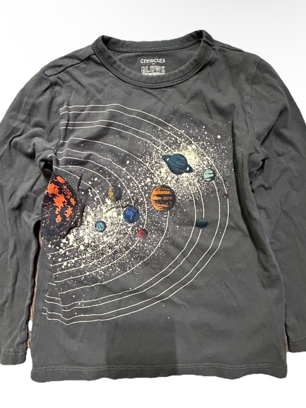 Boys J. Crew Cuts Navy Blue Long Sleeve Shirt Space Planets Size XS (4/5)